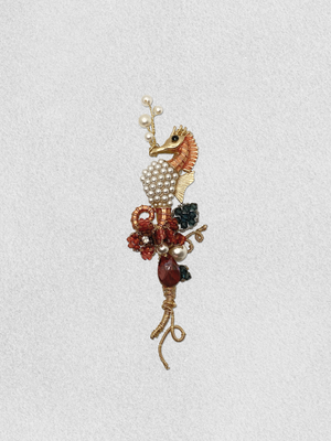 Men's Lapel Pin - Seahorse of Pearls (Mini)