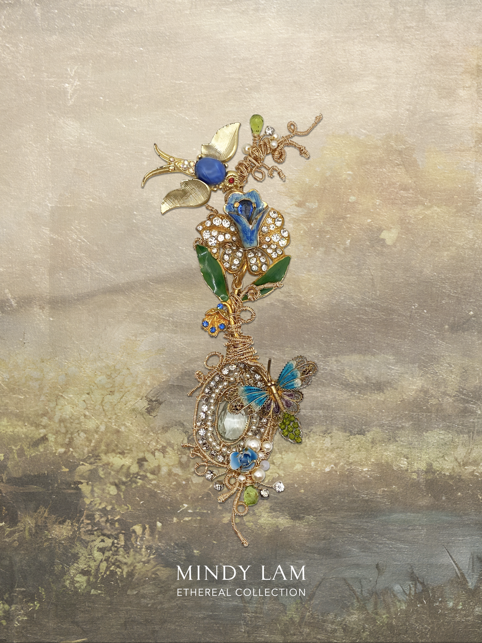 Ethereal Collection Lapel Pin - Sweet Petal of the Blue Rose
