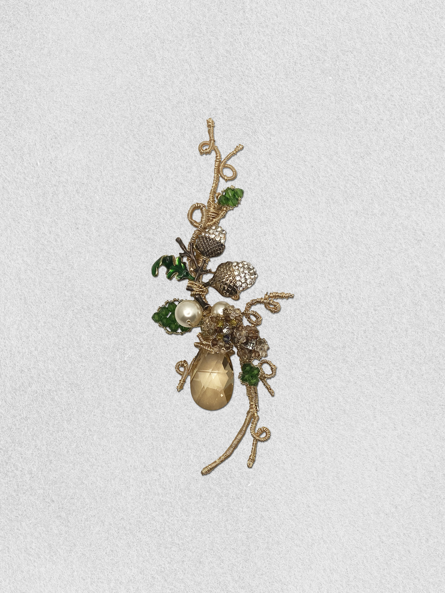 Men's Lapel Pin - Two Nuts in a Tree (Jeweled Acorns)