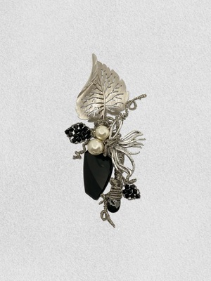 Men's Lapel Pin - Silver Fern and Pearls
