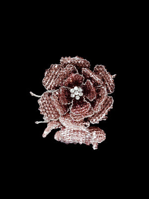 Classic Collection Peony Brooch - Blush Pink/Merlot