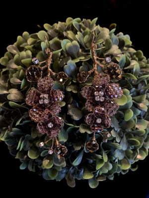 Classic Double Bloom Hanging Earrings - Rose/Gold