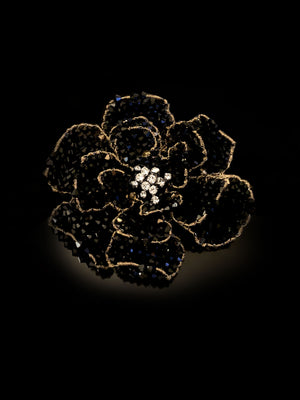 Classic Collection Peony Brooch - Onyx/Gold (Black)