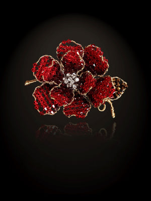 Classic Collection Peony Brooch - Crimson Red (2 sizes)