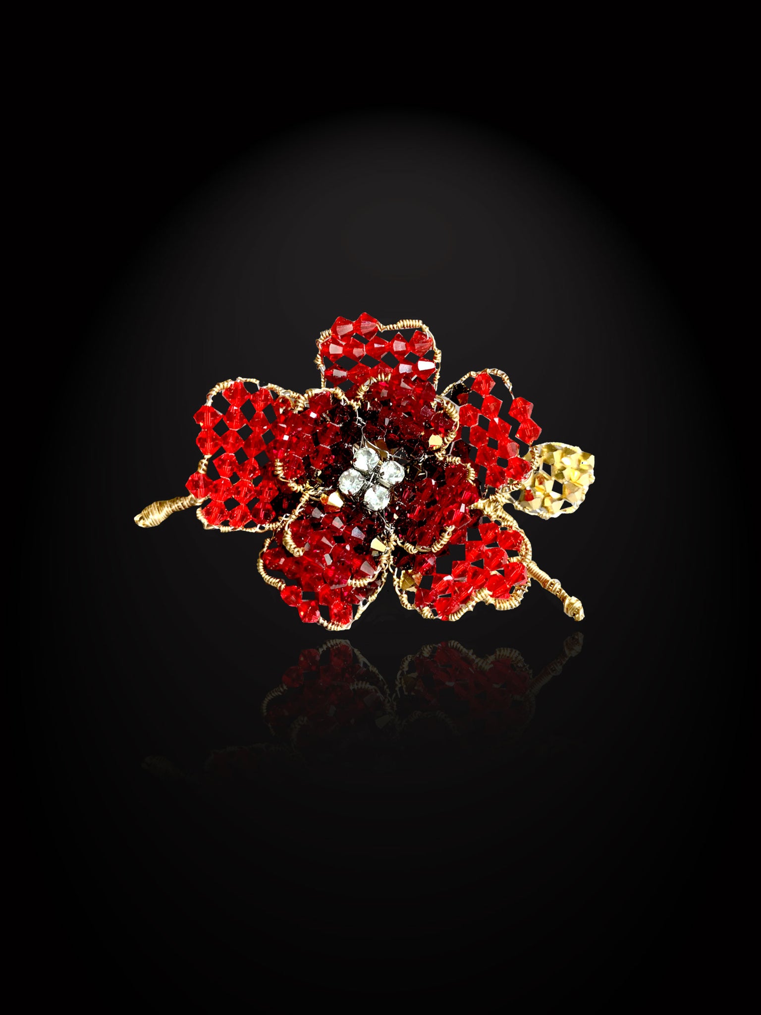 Classic Collection Peony Brooch - Crimson Red (2 sizes)