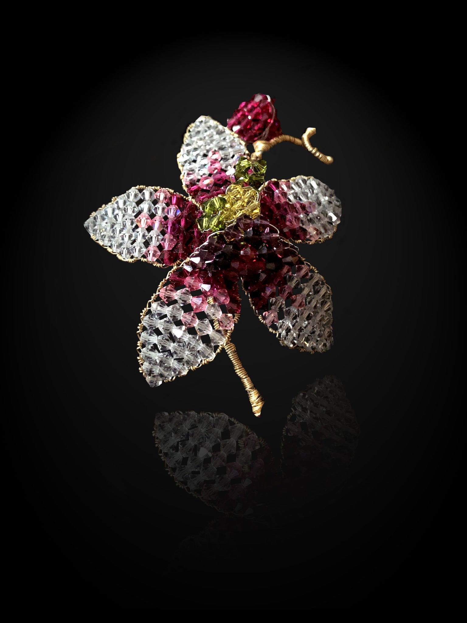 Classic Collection Orchid Brooch - Crystal/Fuchsia