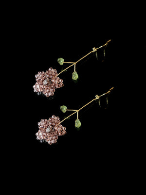 Vintage Pink Floral Twist w/ Peridot Earring