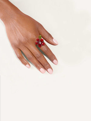 Crimson Red Single Flower Ring