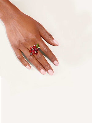 Crimson Double Bloom Ring