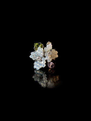 White Opal Double Bloom Ring